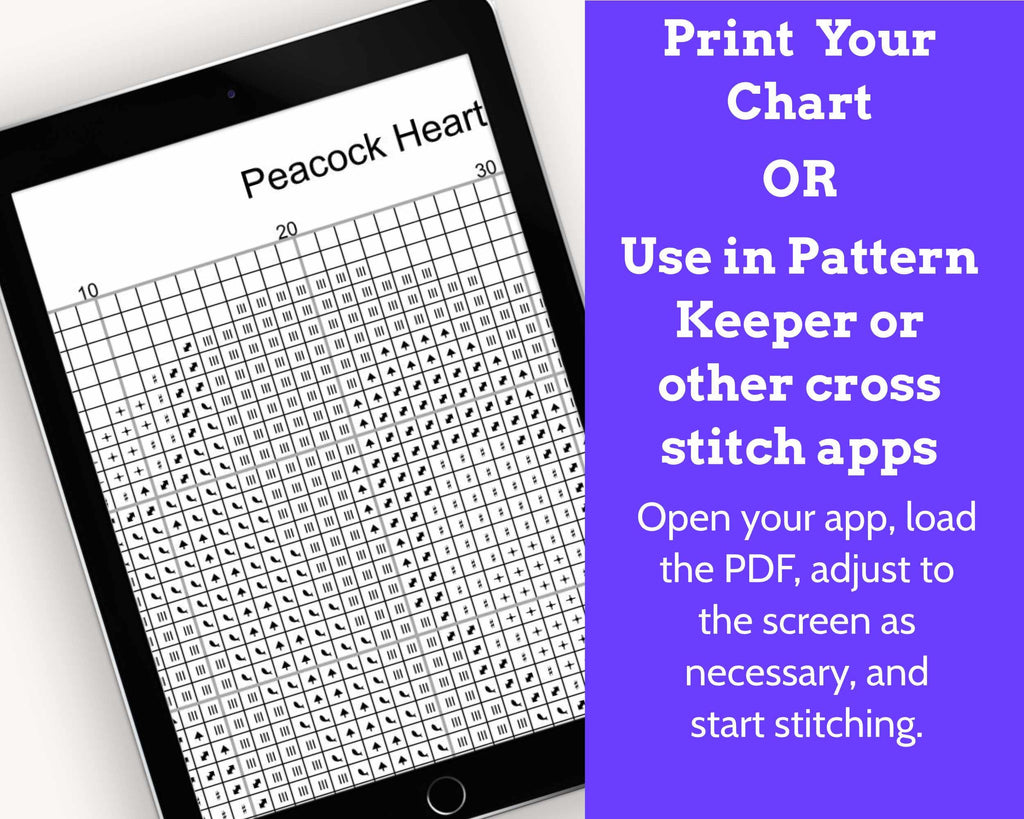 Art Nouveau Peacock Feather Cross Stitch Pattern PDF for metallic floss
