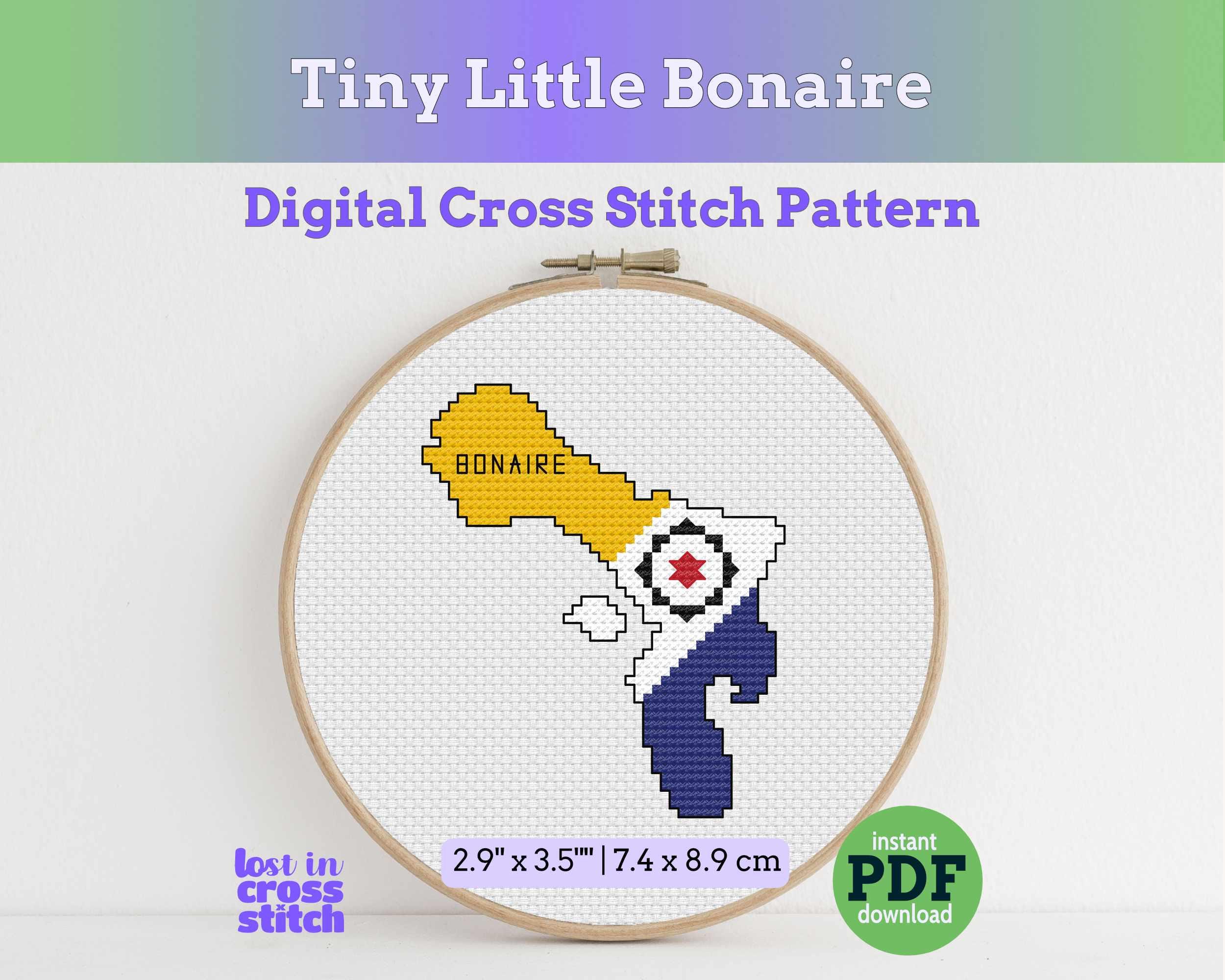 Bonaire Cross Stitch Pattern: Mini Flag Map Main image