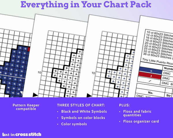 Puerto Rico Cross Stitch Pattern: Mini Flag Map