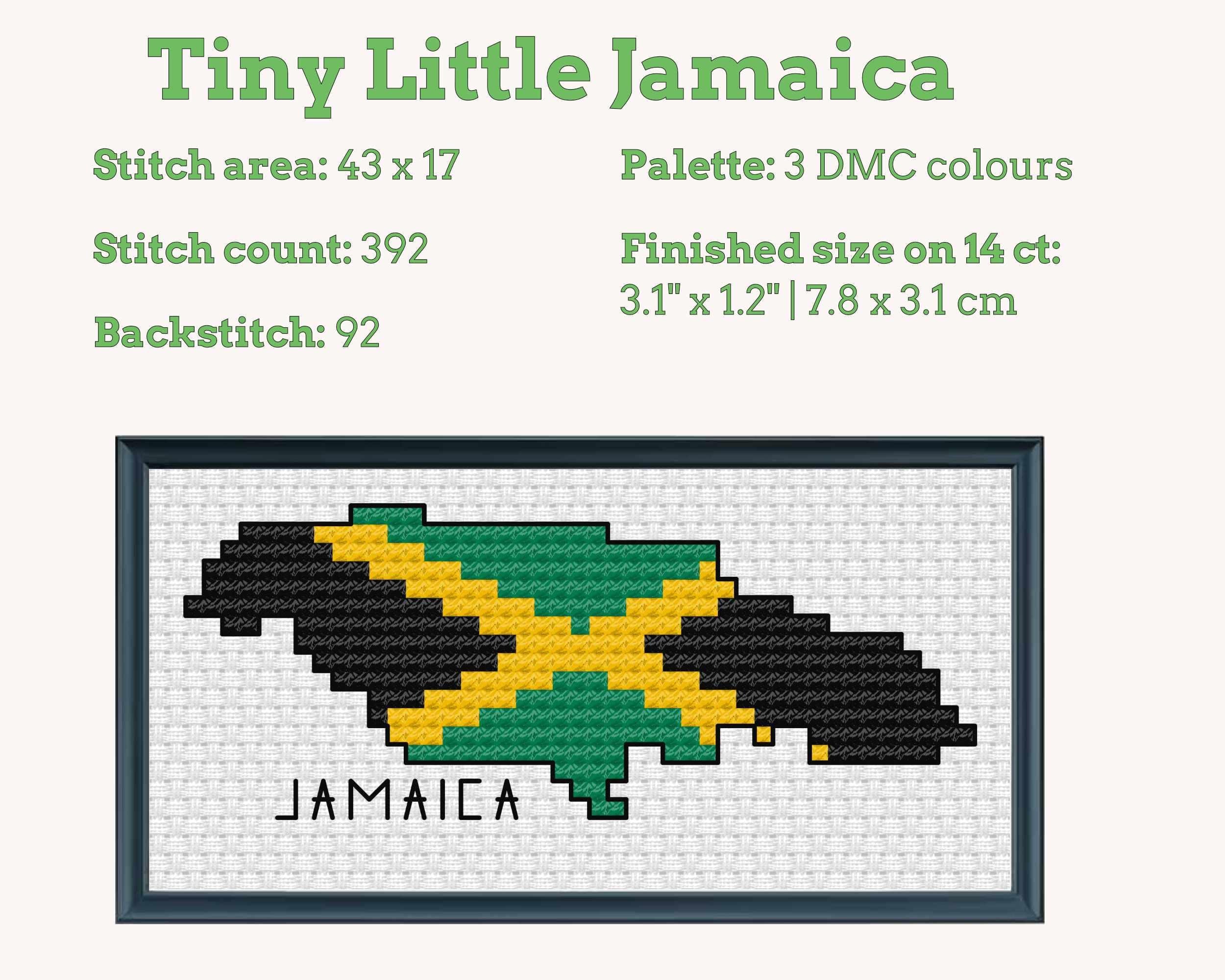 Jamaica Cross Stitch Pattern: Mini Flag Map Secondary image