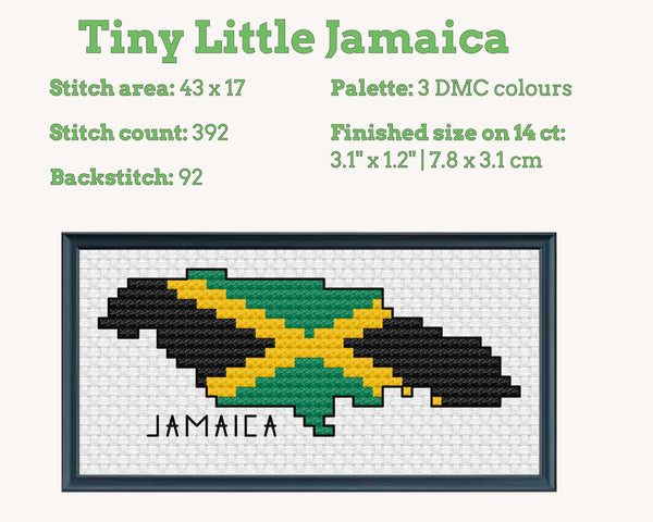 Jamaica Cross Stitch Pattern: Mini Flag Map