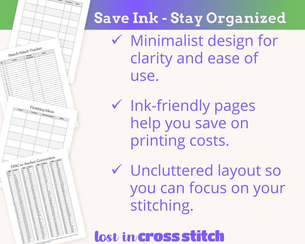 Minimalist Cross Stitch Planner & Tracker PDF