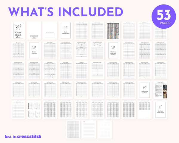 Minimalist Cross Stitch Planner & Tracker PDF