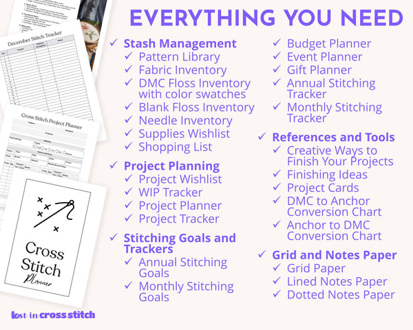 Minimalist Cross Stitch Planner & Tracker PDF