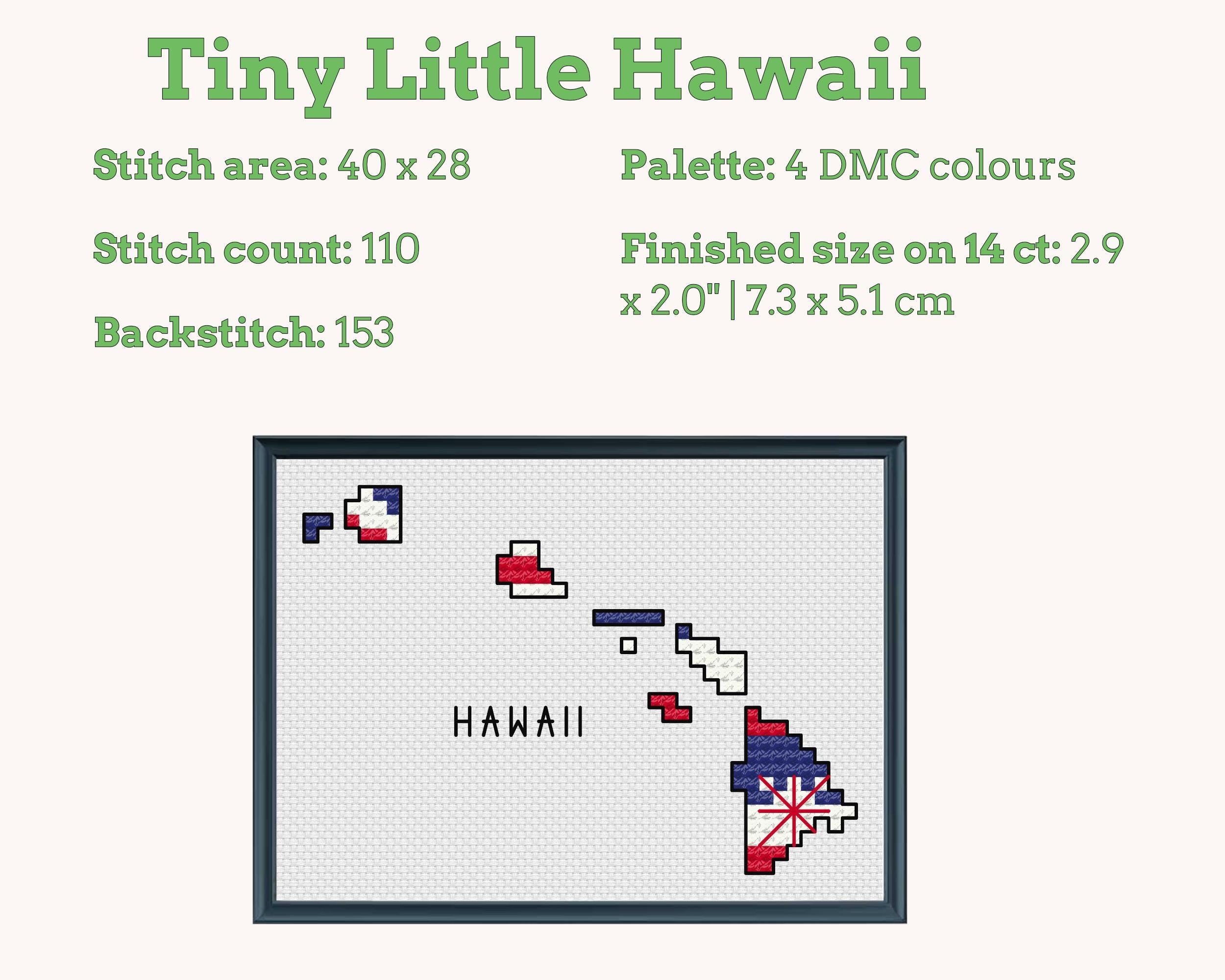 Hawaii Cross Stitch Pattern: Tiny Flag Map