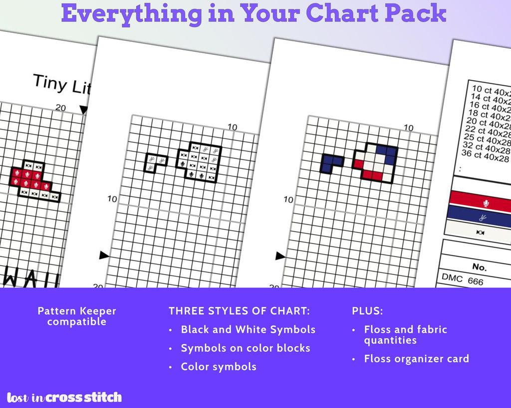 Hawaii Cross Stitch Pattern: Tiny Flag Map