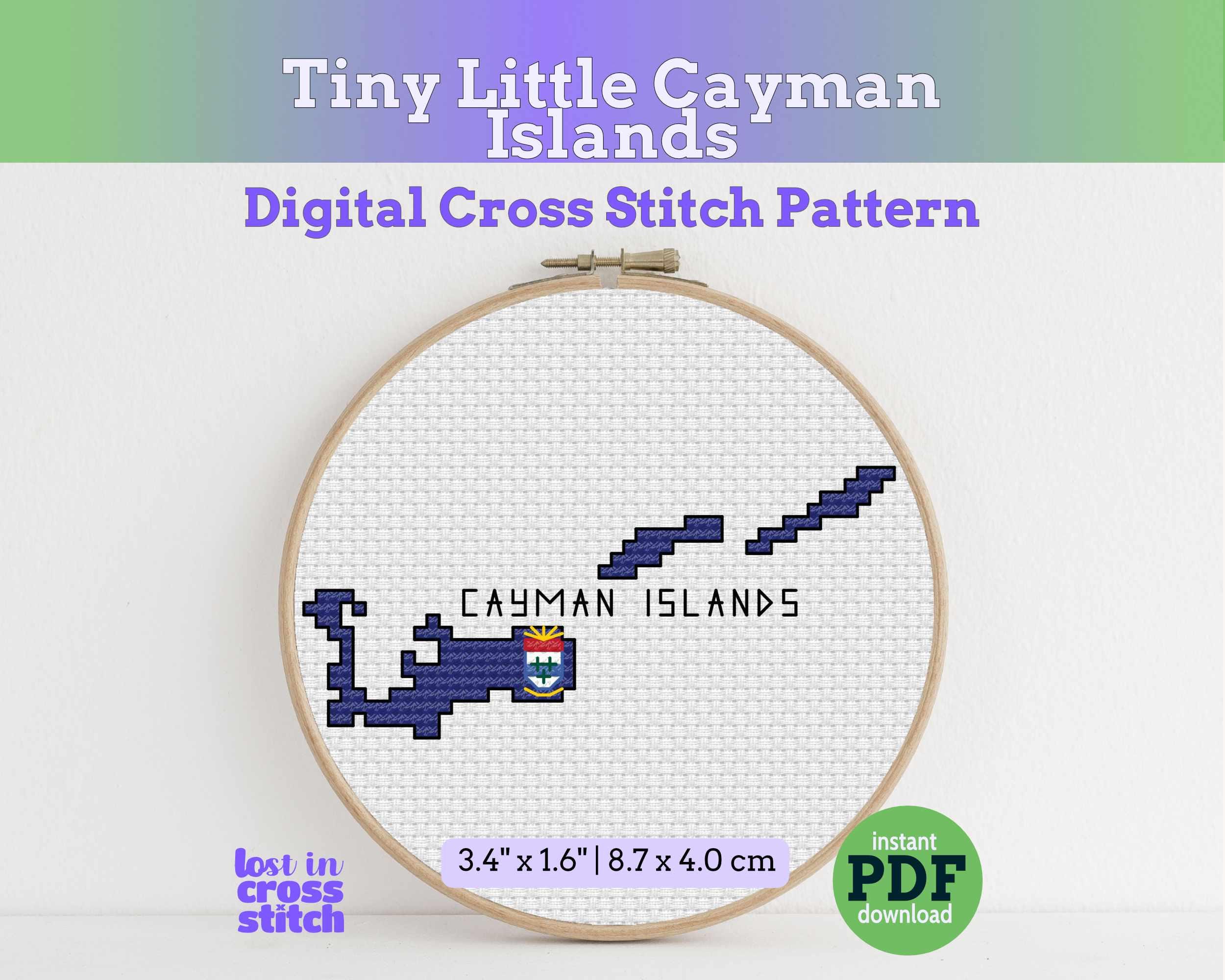 Cayman Islands Cross Stitch Pattern: Mini Flag Map Main image