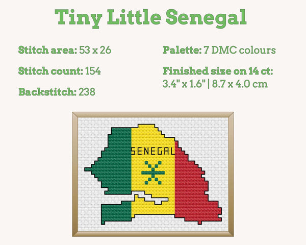 Senegal Cross Stitch Pattern: Mini Flag Map