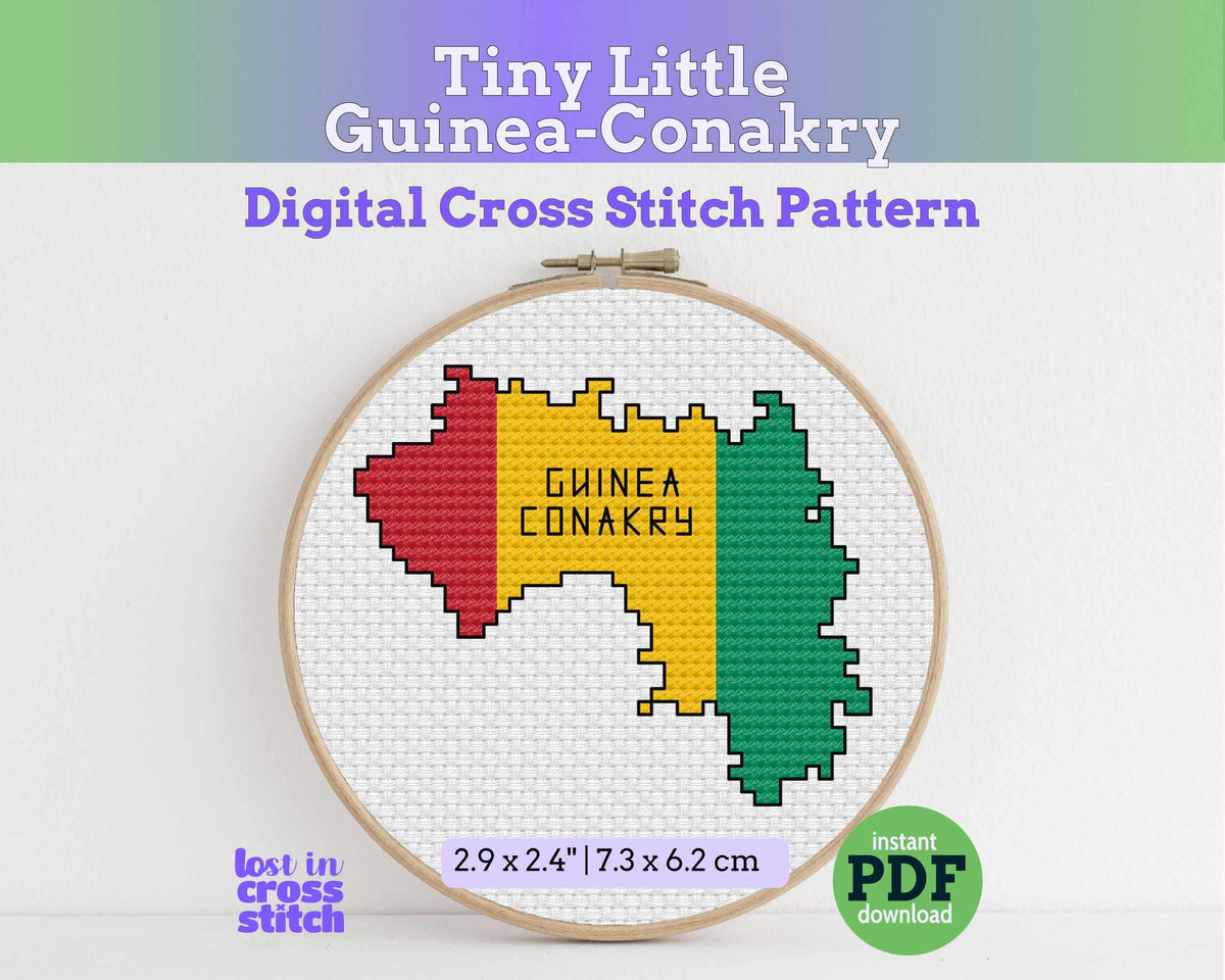 Guinea Conakry Cross Stitch Pattern: Tiny Flag Map Main image