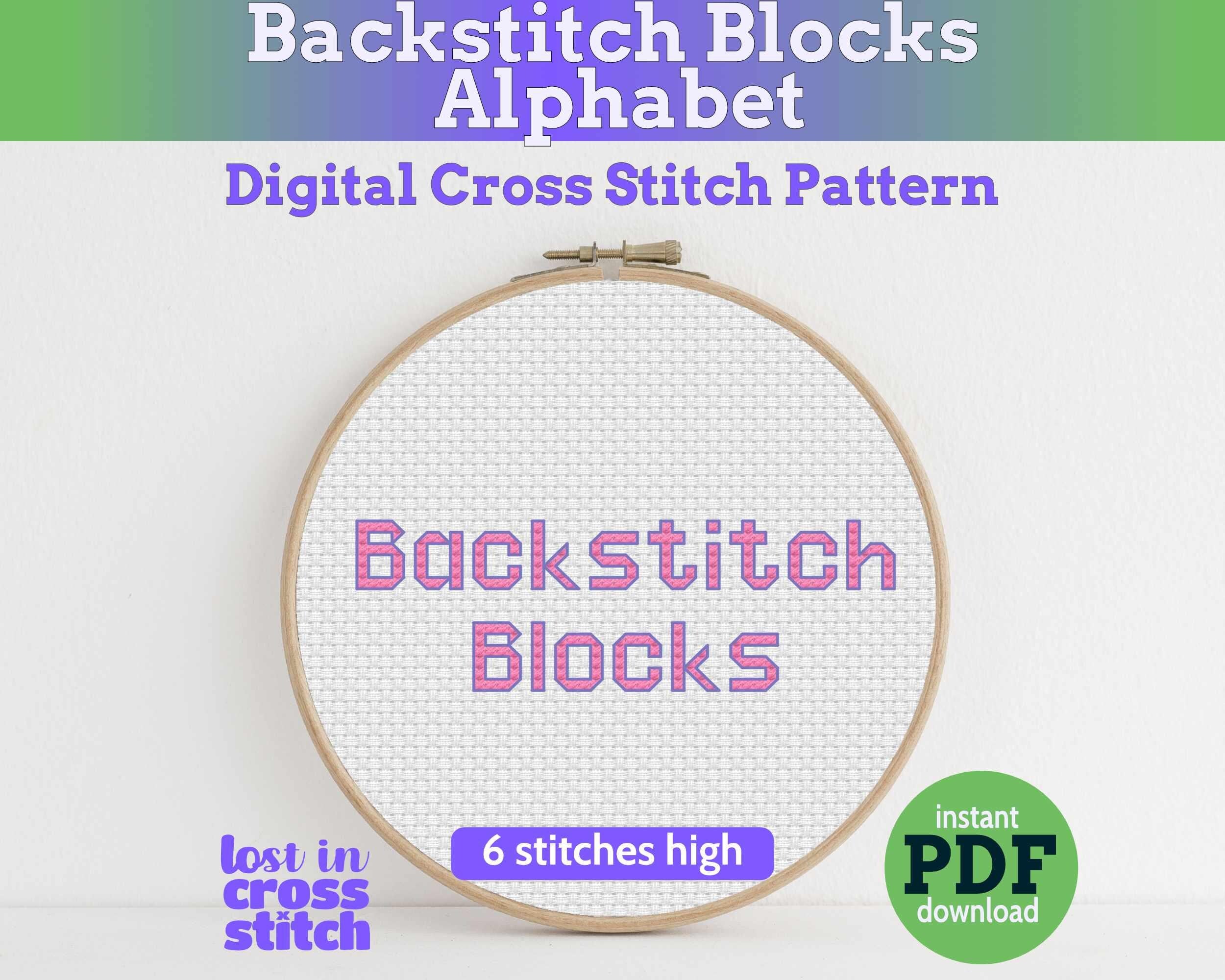 Backstitch Blocks Cross Stitch Alphabet Pattern PDF Main image