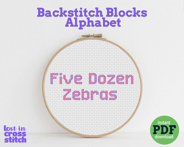 Backstitch Blocks Cross Stitch Alphabet Pattern PDF