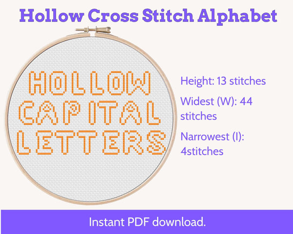 Hollow Capital Cross Stitch Alphabet Pattern PDF