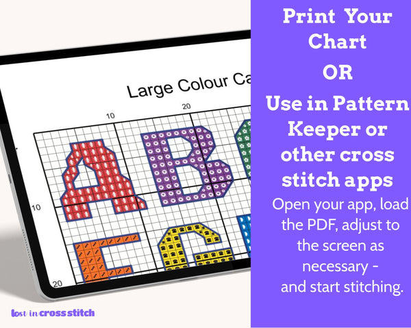 Colourful Cross Stitch Alphabet Pattern PDF