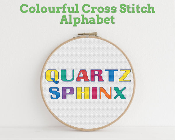 Colourful Cross Stitch Alphabet Pattern PDF