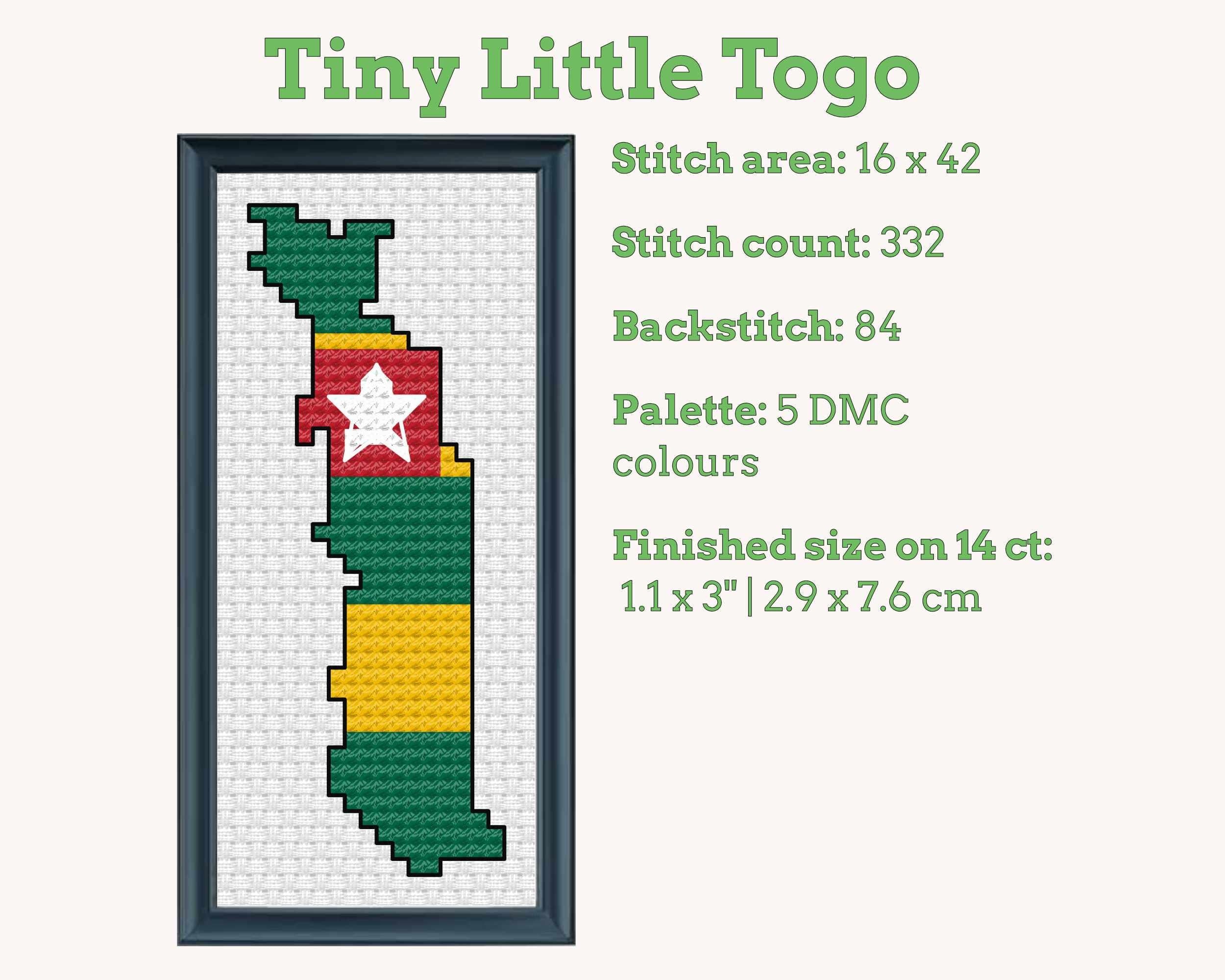 Togo Cross Stitch Pattern: Tiny Flag Map Secondary image