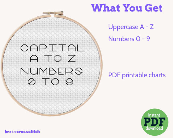 Retro Backstitch Alphabet Cross Stitch Pattern