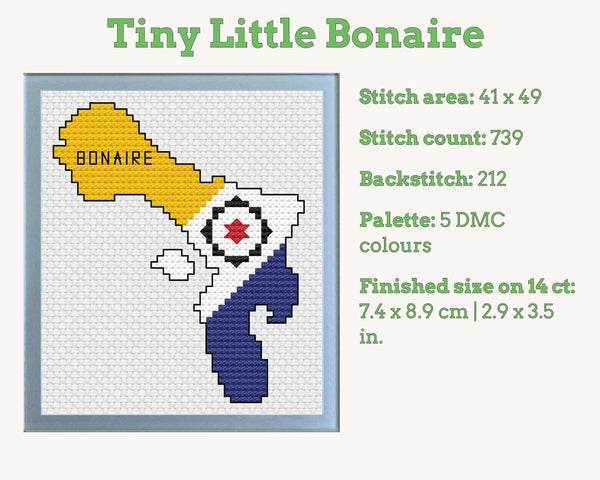 Bonaire Cross Stitch Pattern: Mini Flag Map