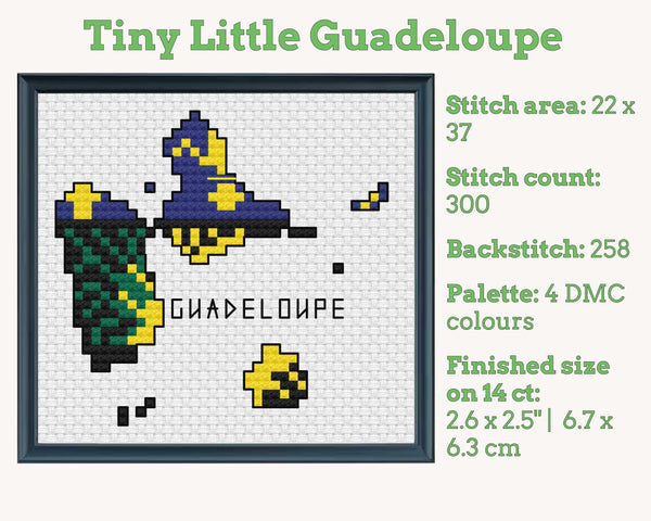 Guadeloupe Cross Stitch Pattern: Mini Flag Map