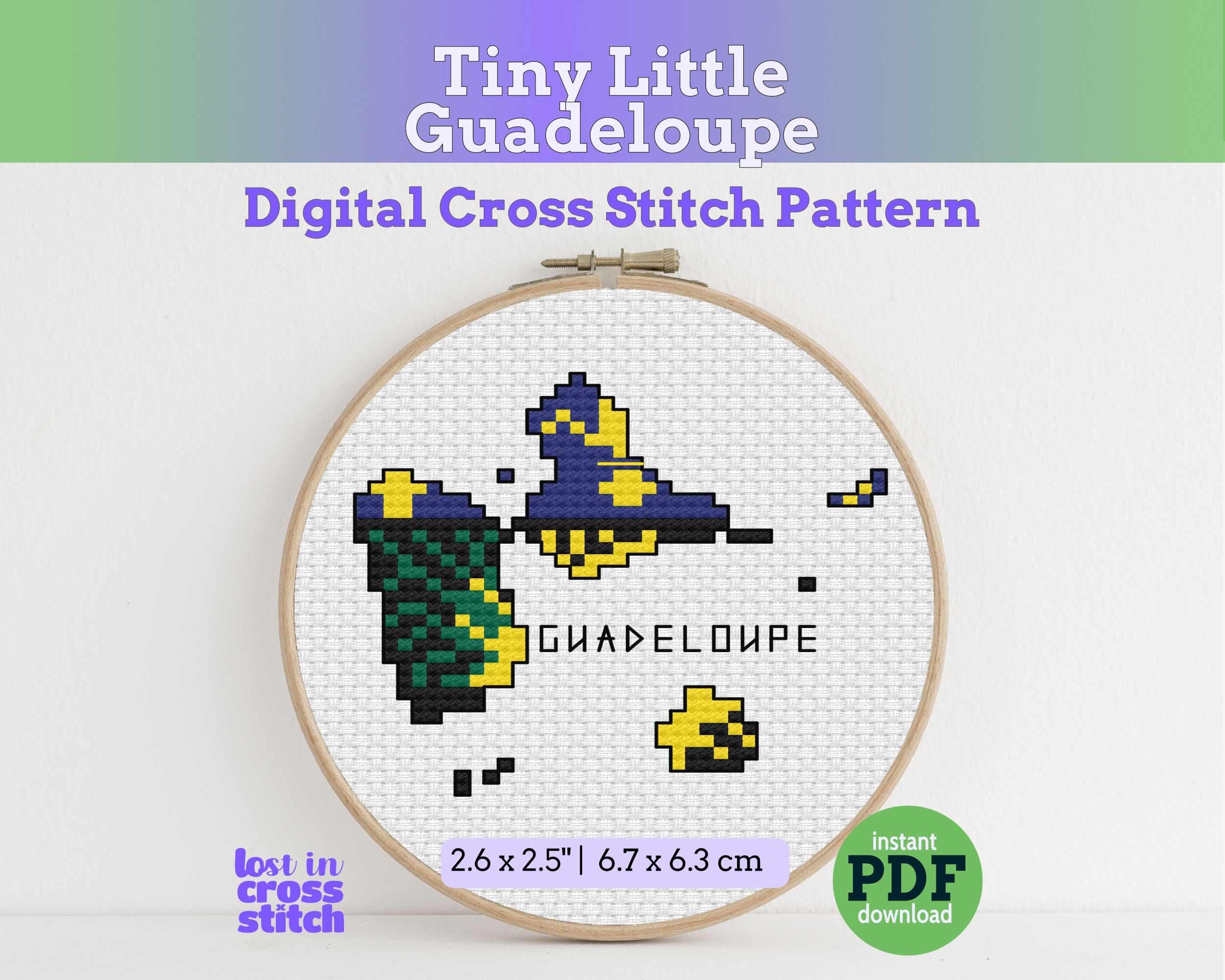 Guadeloupe Cross Stitch Pattern: Mini Flag Map Main image
