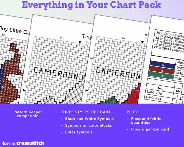 Cameroon Cross Stitch Pattern: Tiny Flag Map