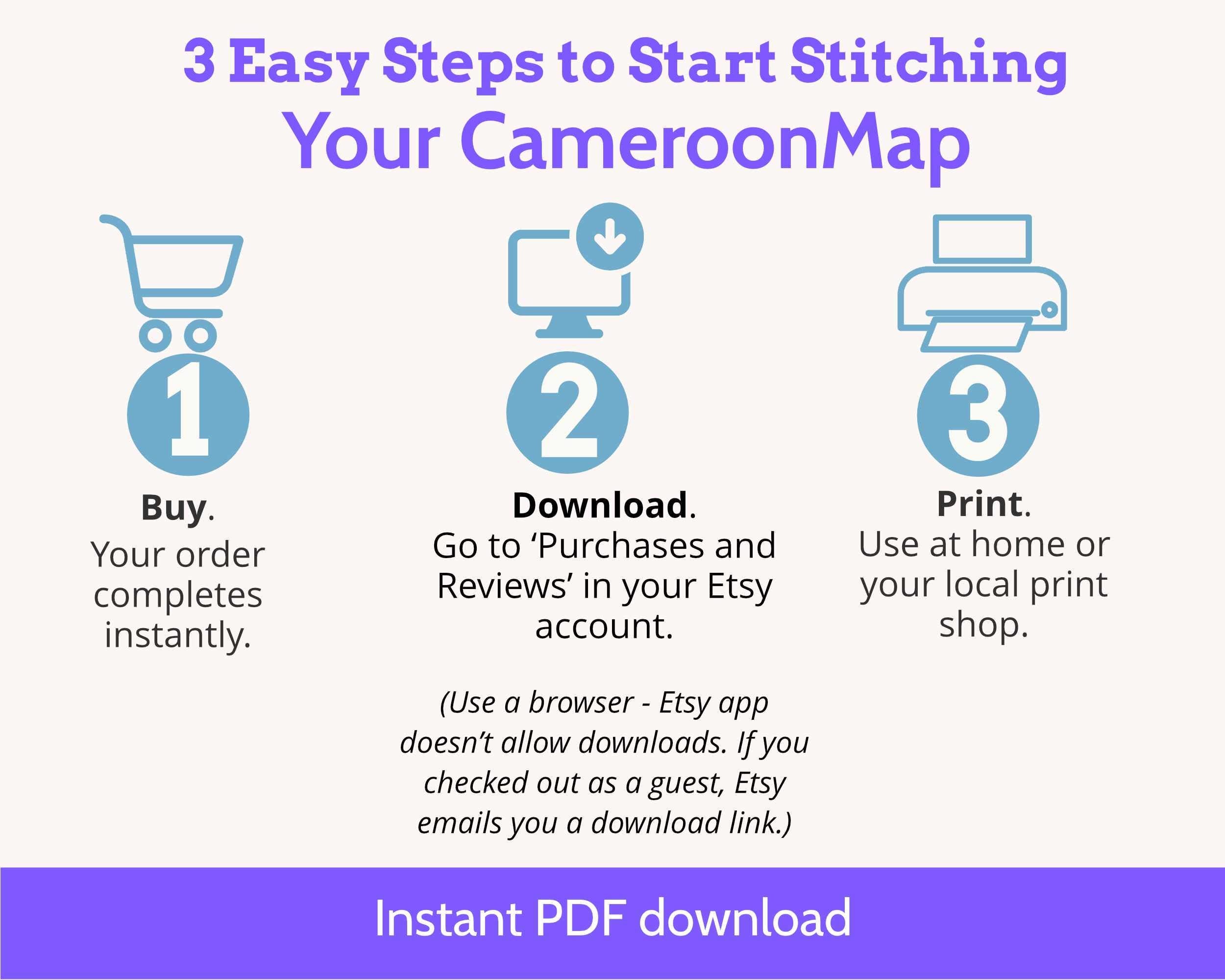 Cameroon Cross Stitch Pattern: Tiny Flag Map