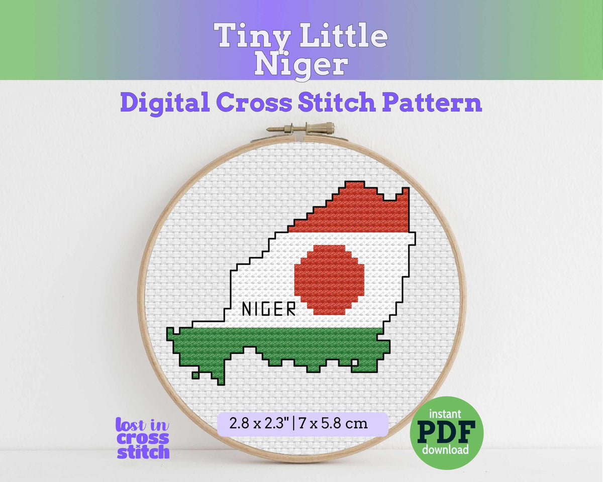 Niger Cross Stitch Pattern: Tiny Flag Map