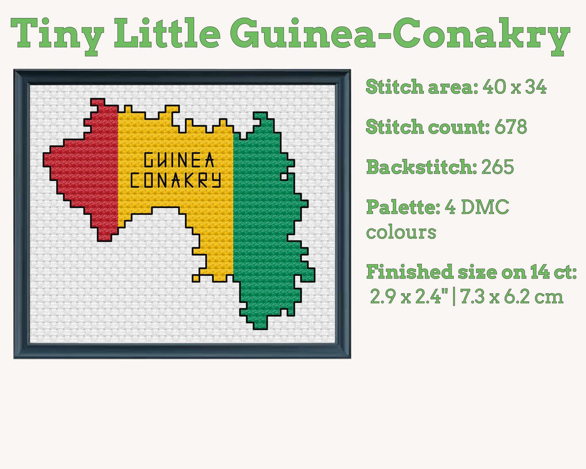 Guinea Conakry Cross Stitch Pattern: Tiny Flag Map