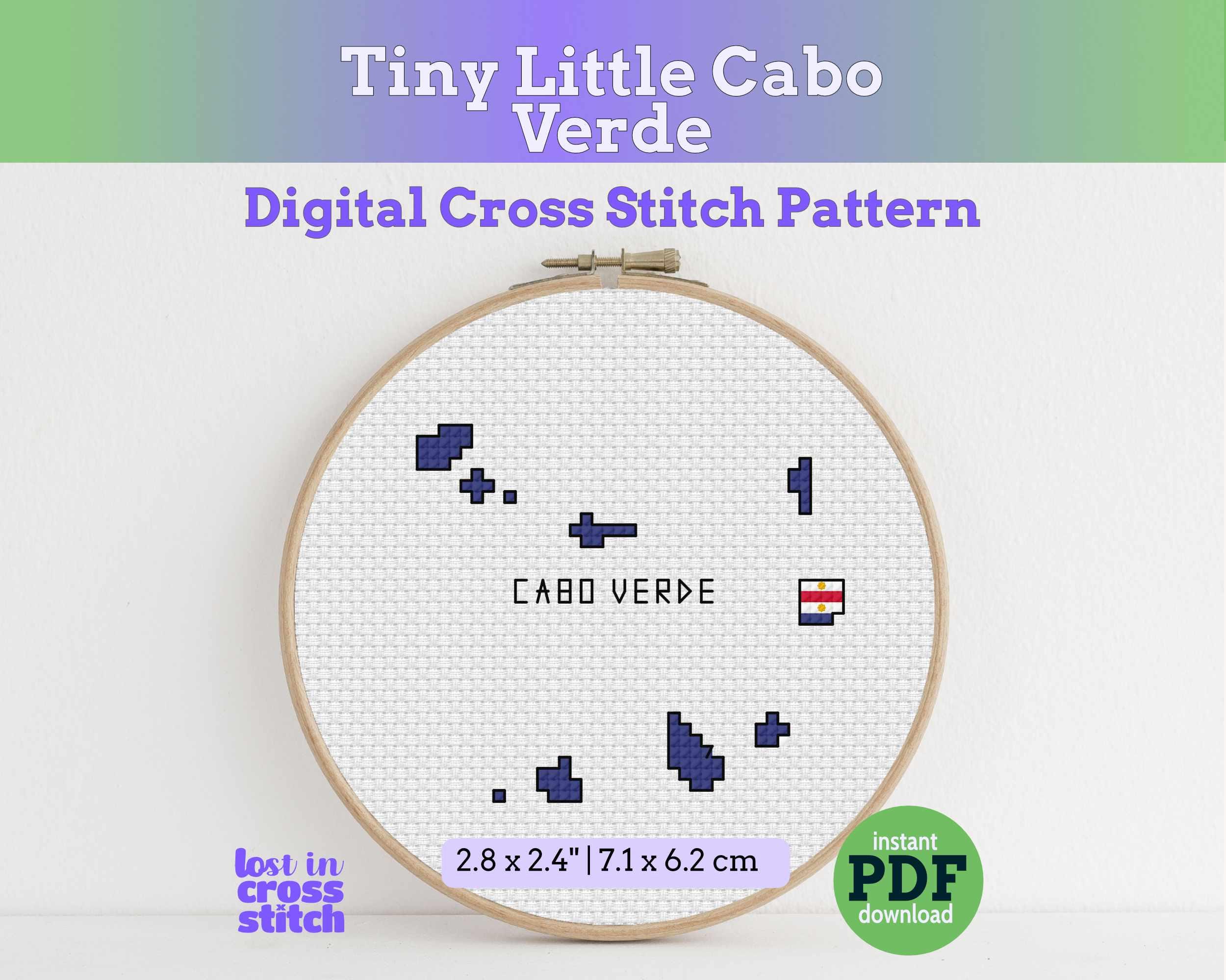 Cabo Verde Cross Stitch Pattern: Tiny Flag Map Main image
