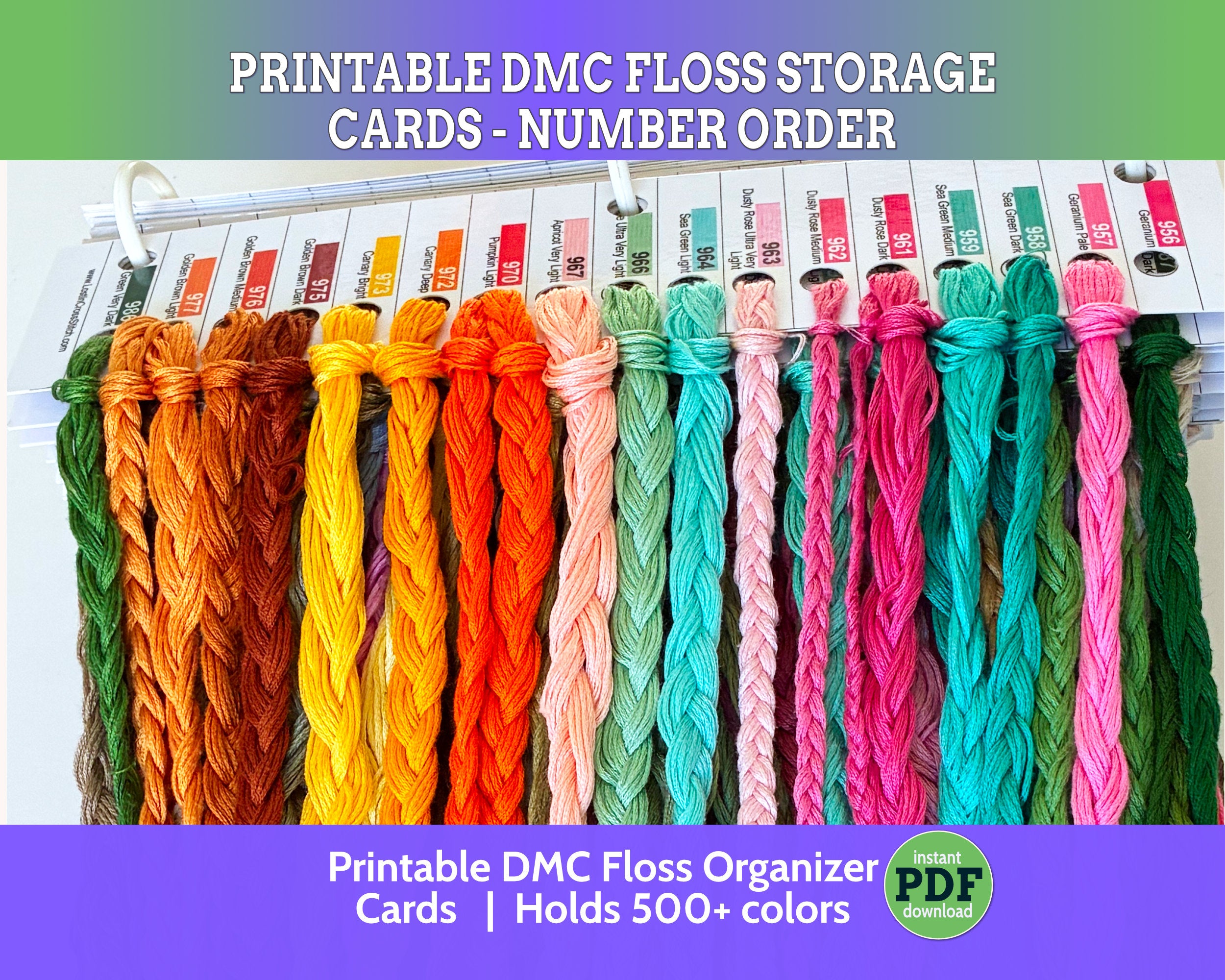 Cross Stitch DMC Floss Storage and Organisation System PDF (36 Cards) Main image