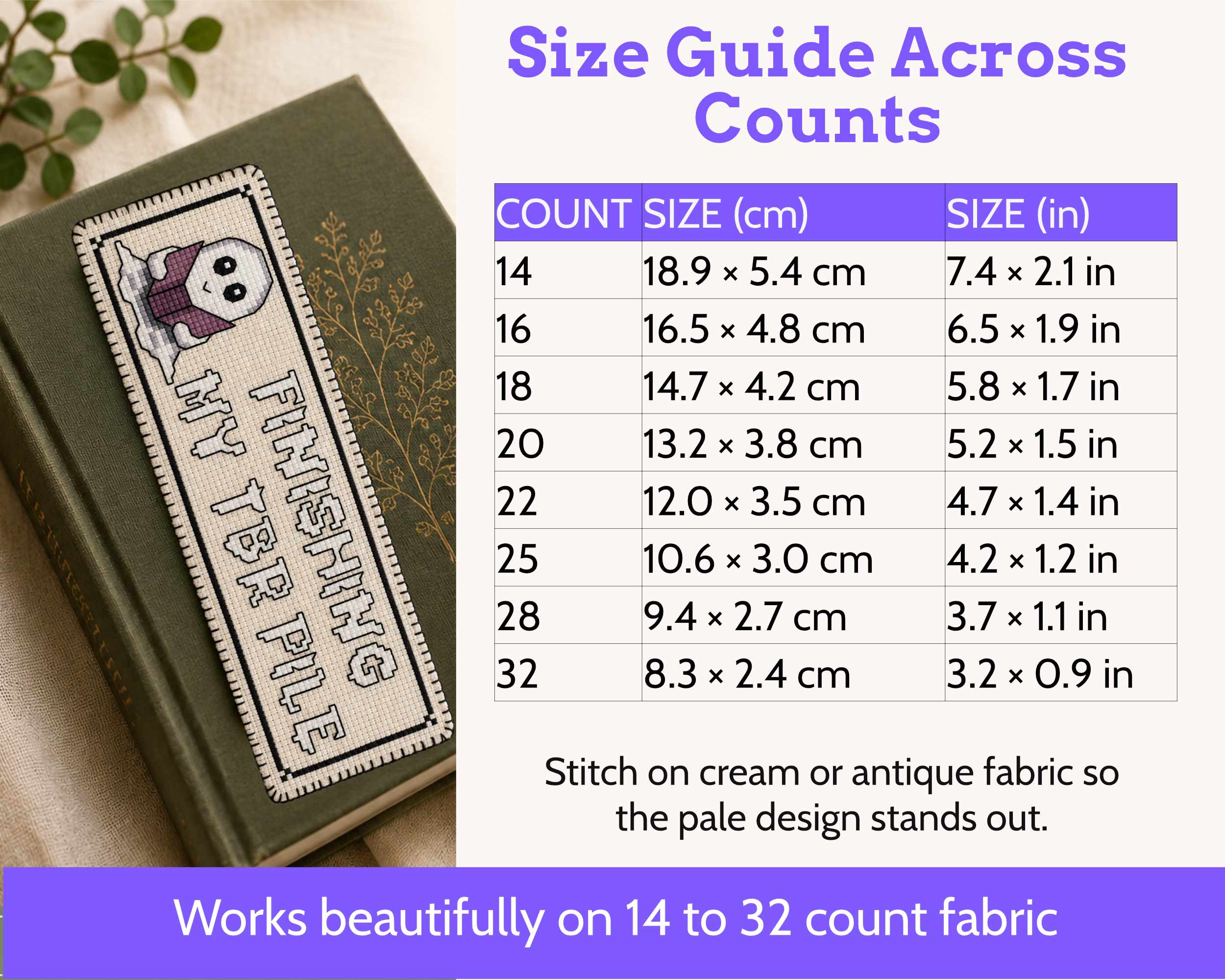 Cross Stitch Bookmark Pattern: Bookish Ghost, Finishing My TBR Pile