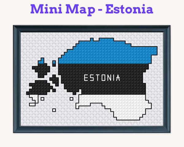 Estonia Cross Stitch Pattern: Tiny Flag Map