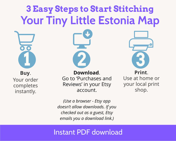 Estonia Cross Stitch Pattern: Tiny Flag Map