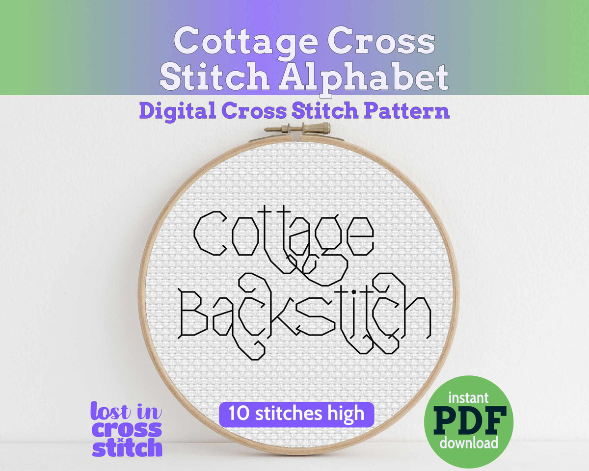 Cottage Backstitch Alphabet Cross Stitch Pattern