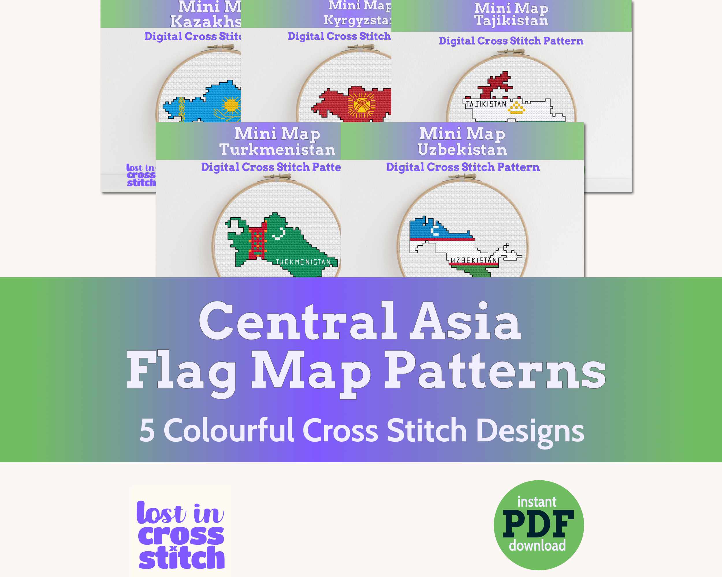 Central Asia Cross Stitch Pattern Bundle Main image