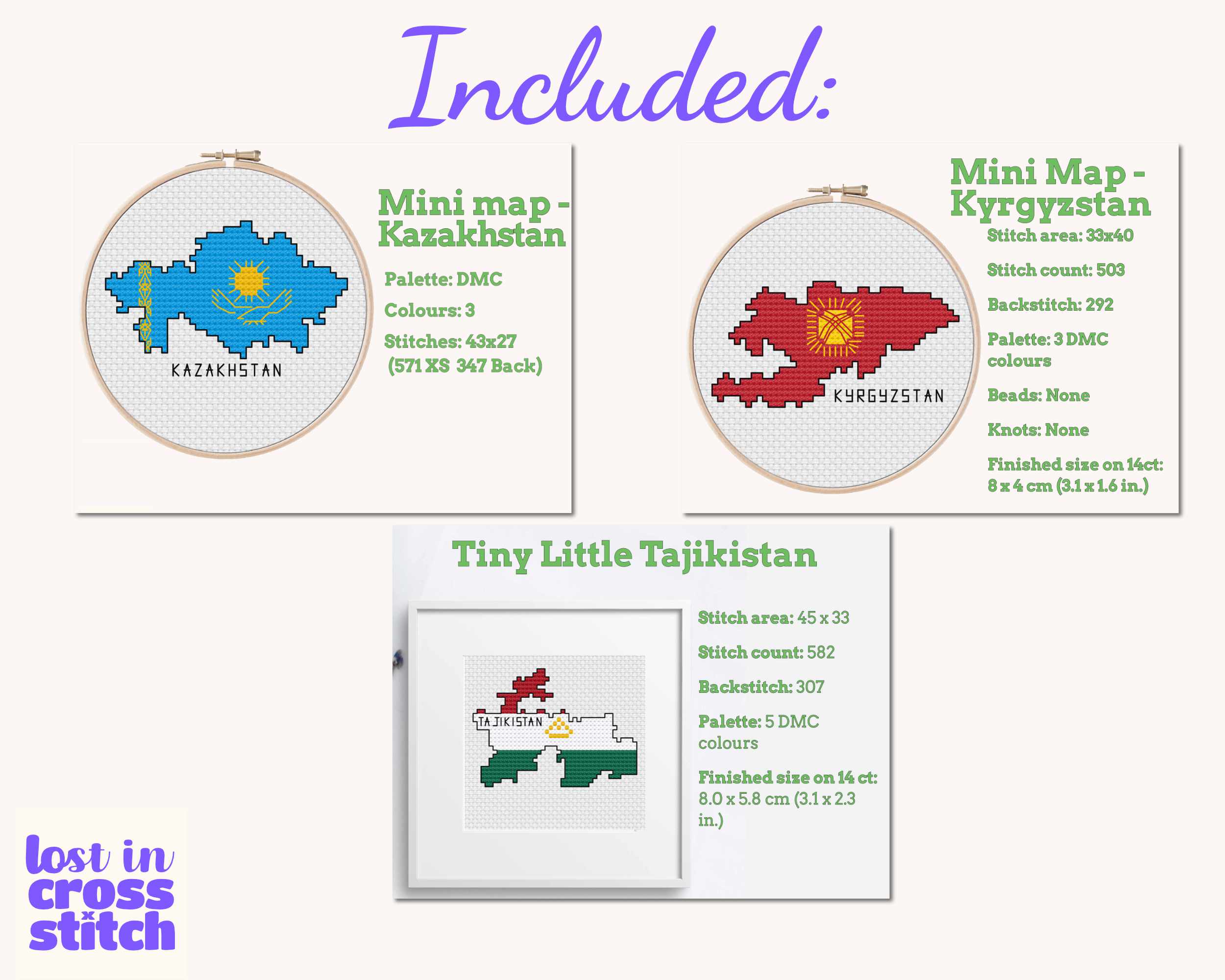 Central Asia Cross Stitch Pattern Bundle