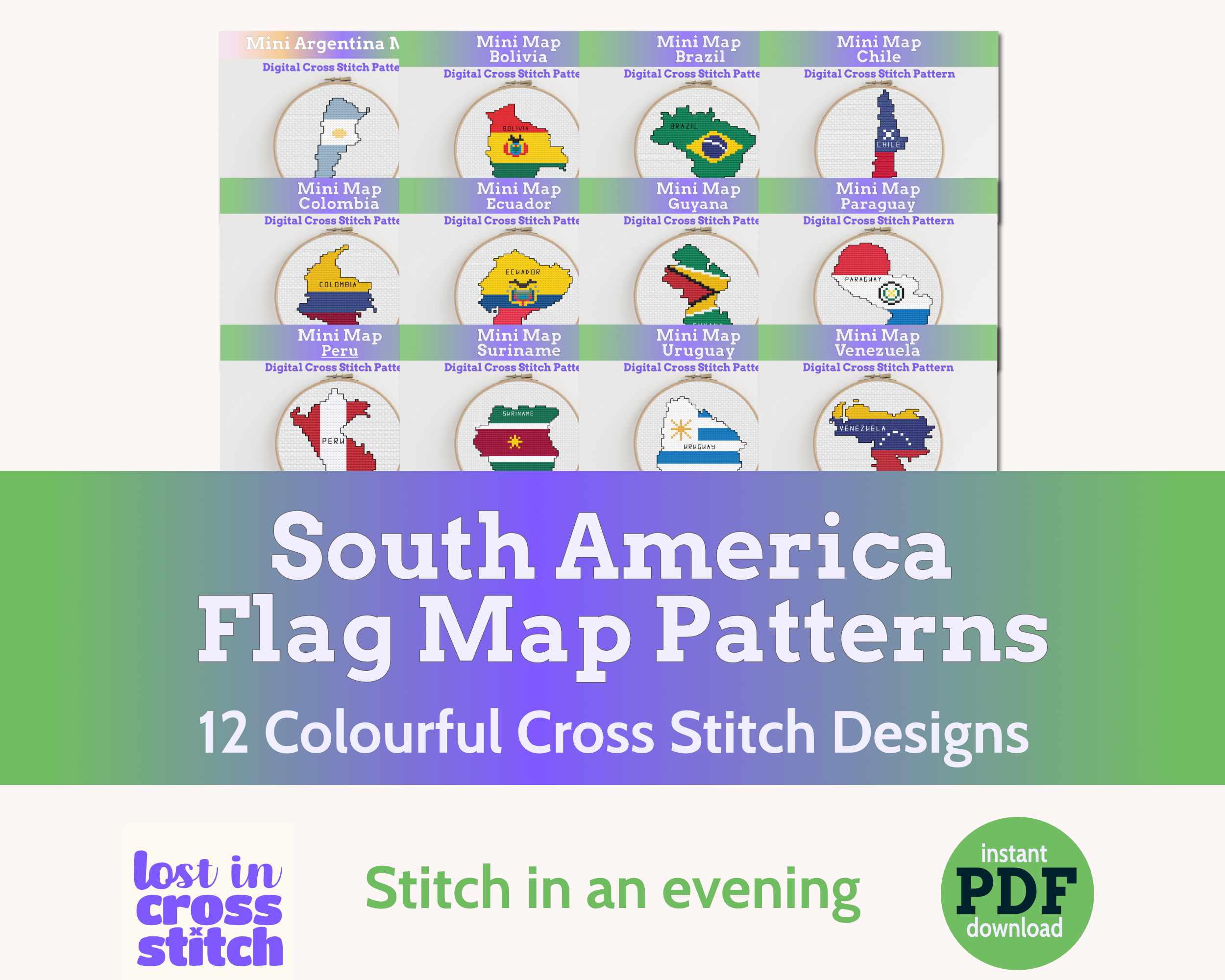 South America Cross Stitch Pattern Bundle Main image