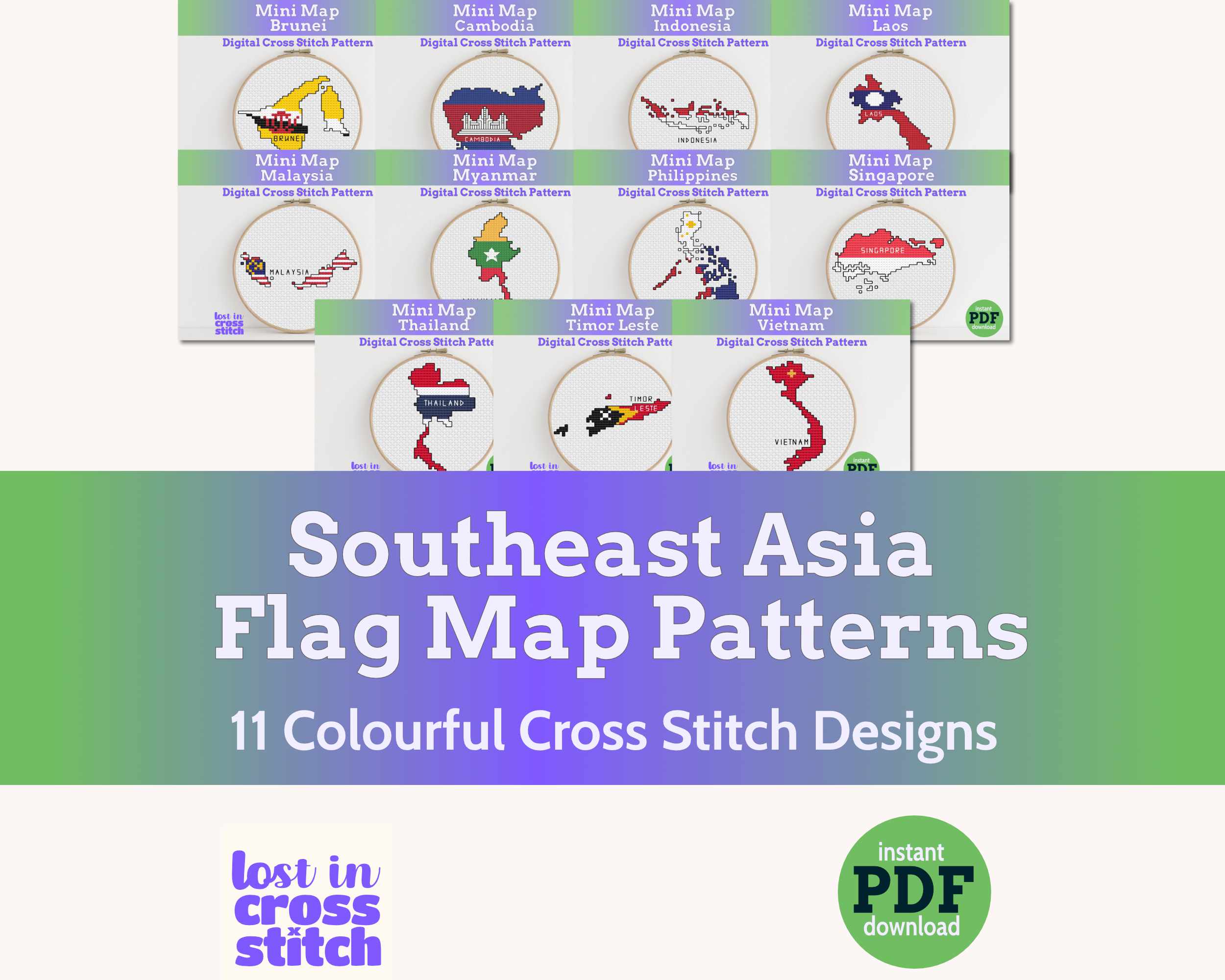 Southeast Asia Cross Stitch Pattern Bundle Main image