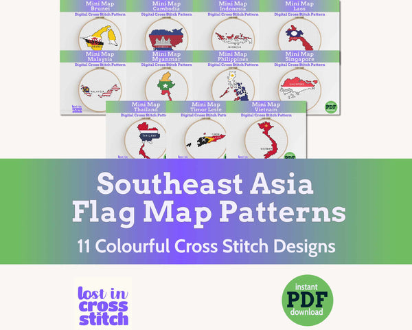 Southeast Asia Cross Stitch Pattern Bundle