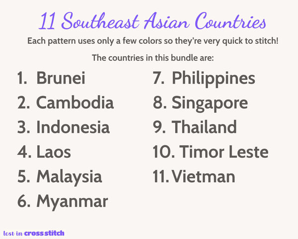 Southeast Asia Cross Stitch Pattern Bundle