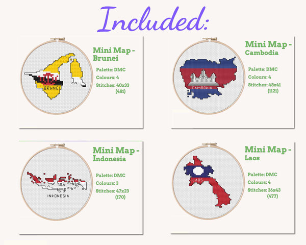 Southeast Asia Cross Stitch Pattern Bundle