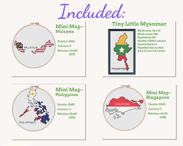 Southeast Asia Cross Stitch Pattern Bundle