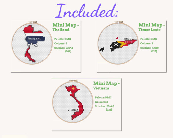 Southeast Asia Cross Stitch Pattern Bundle
