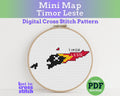 Timor-Leste Cross Stitch Pattern: Mini Flag Map