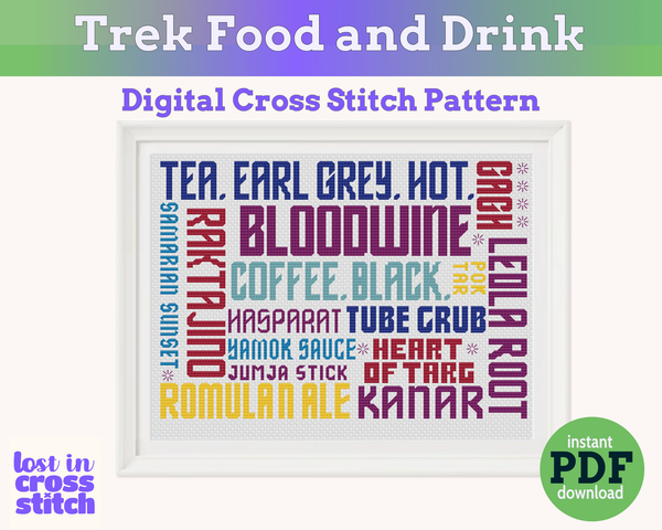 Starship Food and Drinks Cross Stitch Pattern PDF