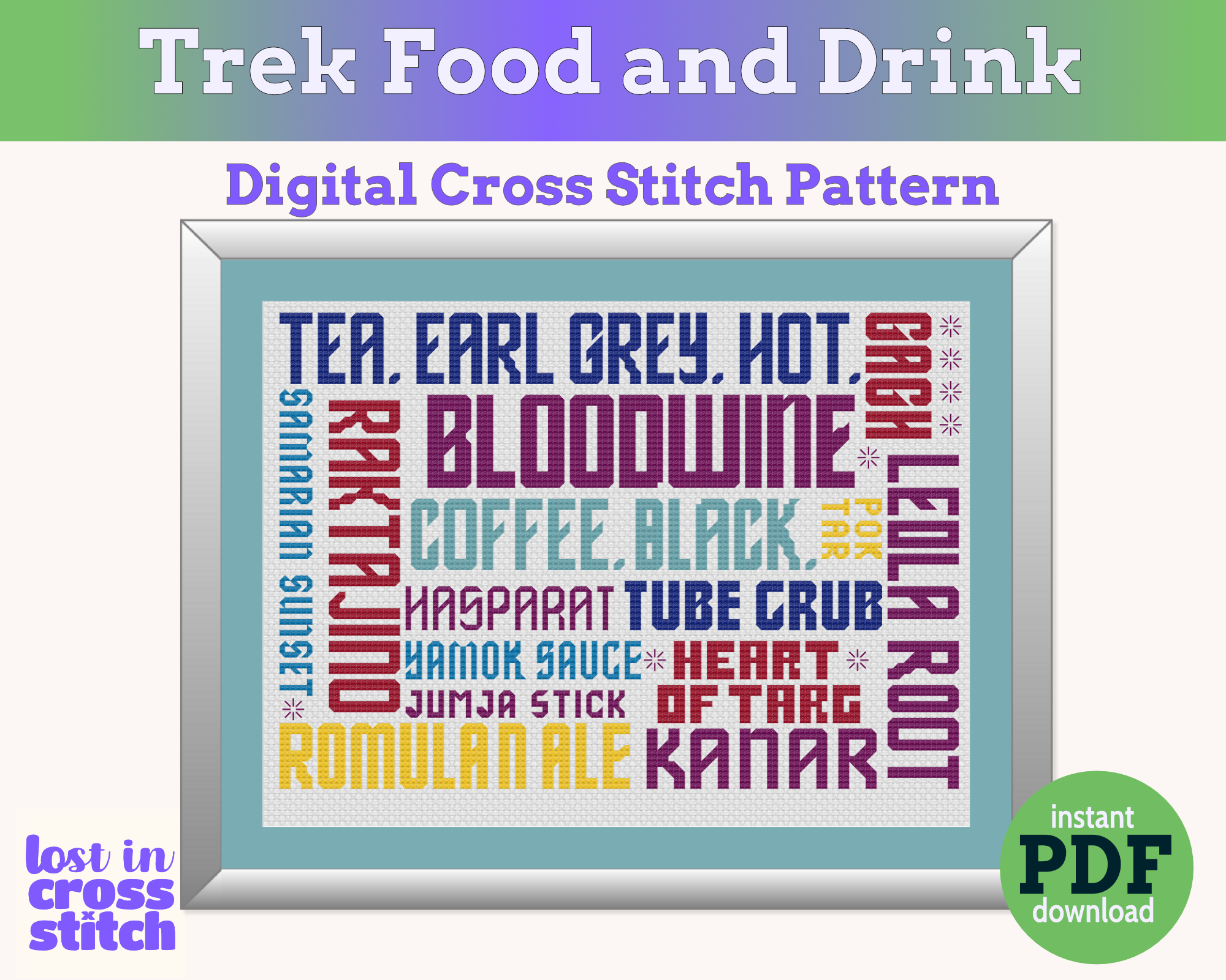 Starship Food and Drinks Cross Stitch Pattern PDF Main image