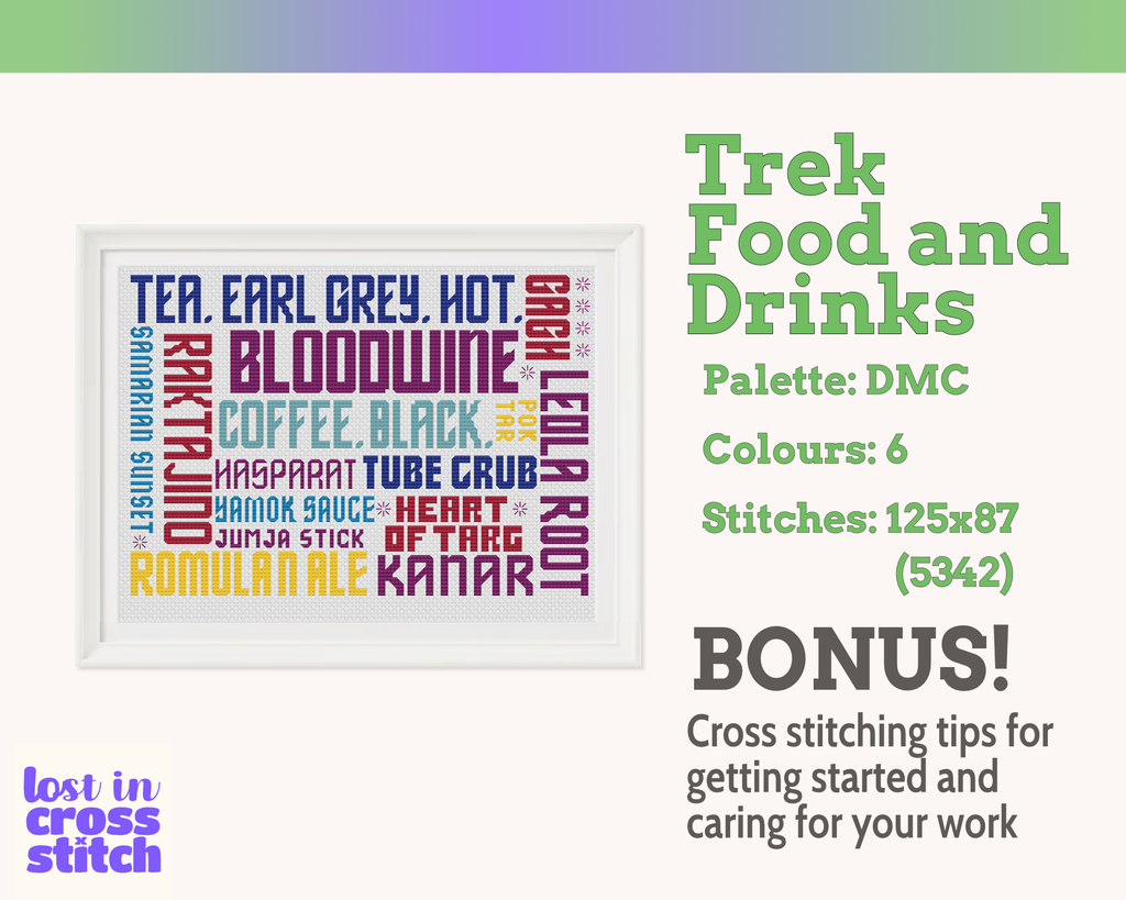 Starship Food and Drinks Cross Stitch Pattern PDF
