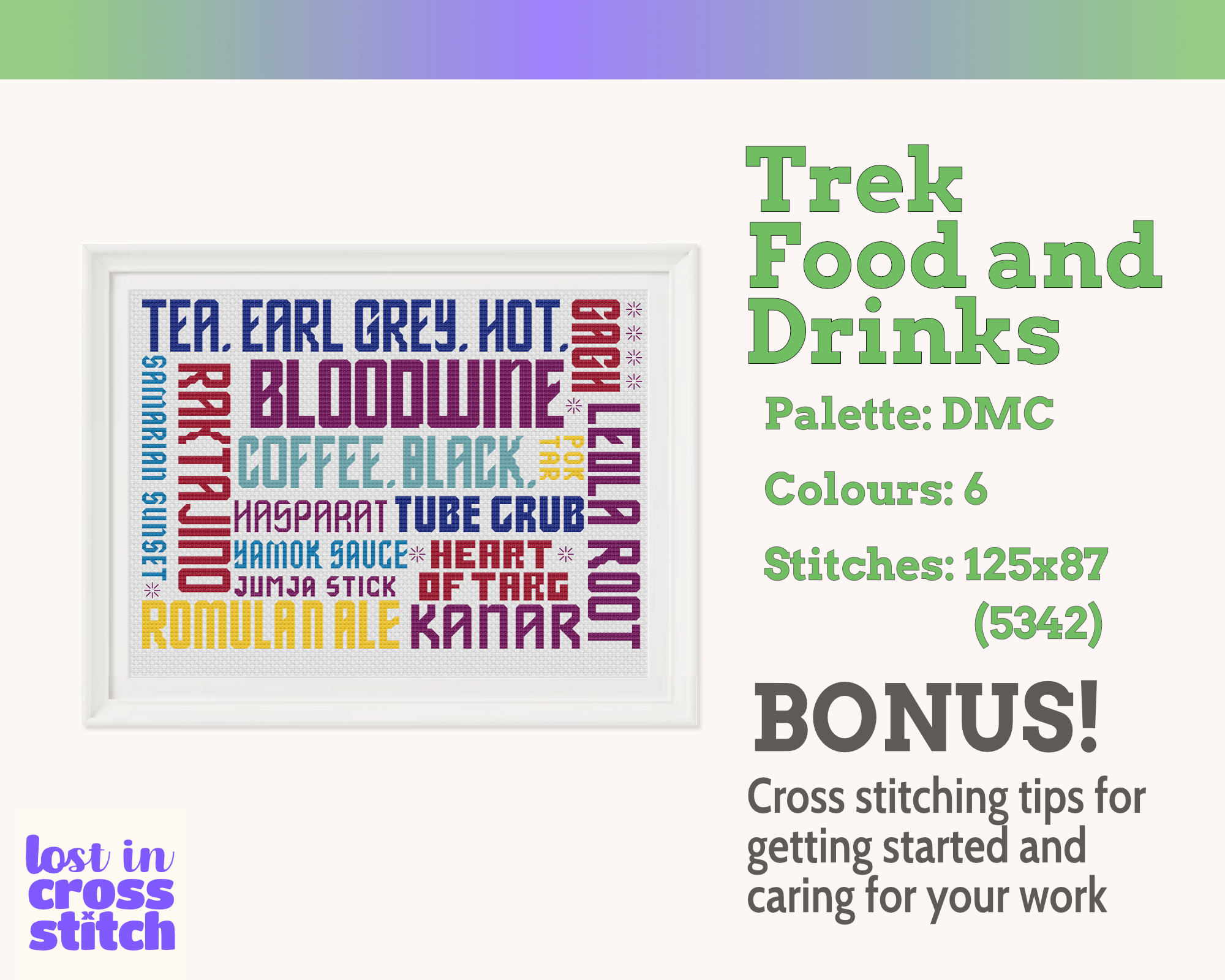 Starship Food and Drinks Cross Stitch Pattern PDF