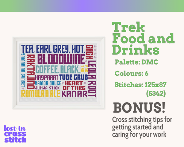 Starship Food and Drinks Cross Stitch Pattern PDF