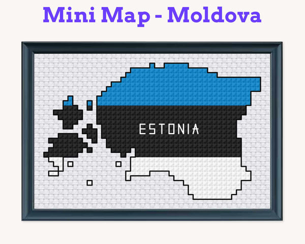 Moldova Cross Stitch Pattern: Tiny Flag Map