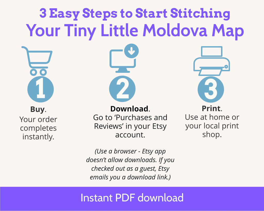 Moldova Cross Stitch Pattern: Tiny Flag Map
